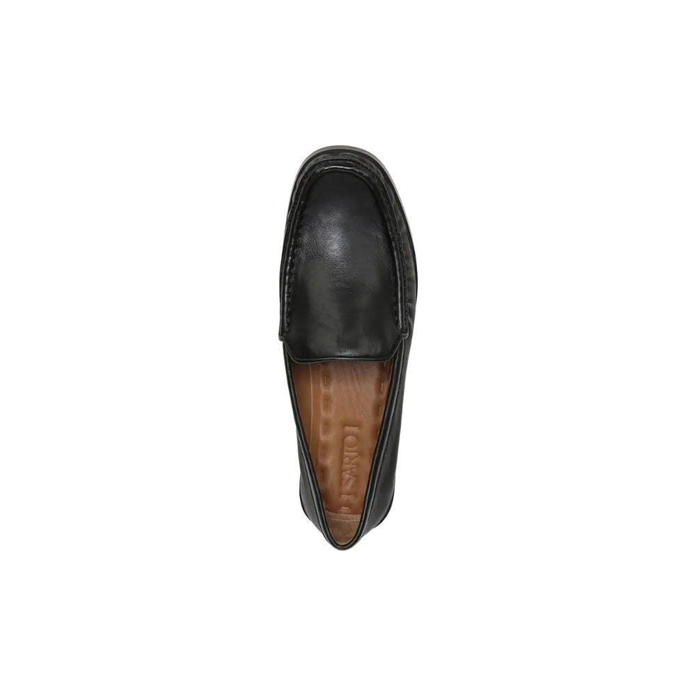 Gina Black Leather Franco Sarto Loafer Flats