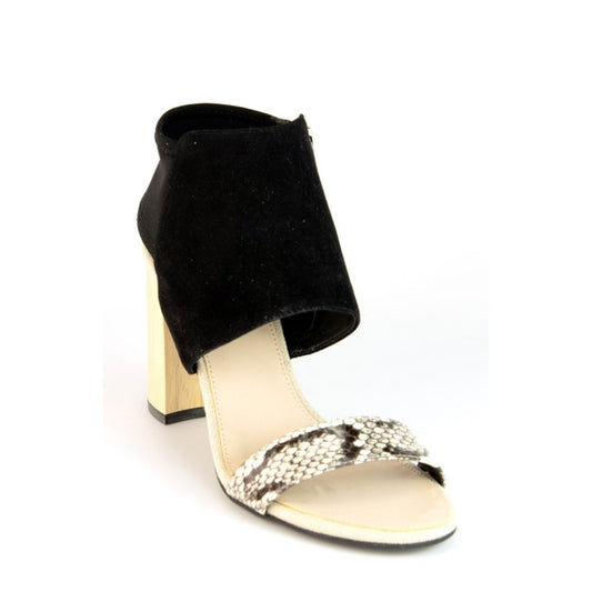 Tana Black White Snake Kid Suede Pelle Moda Sandals