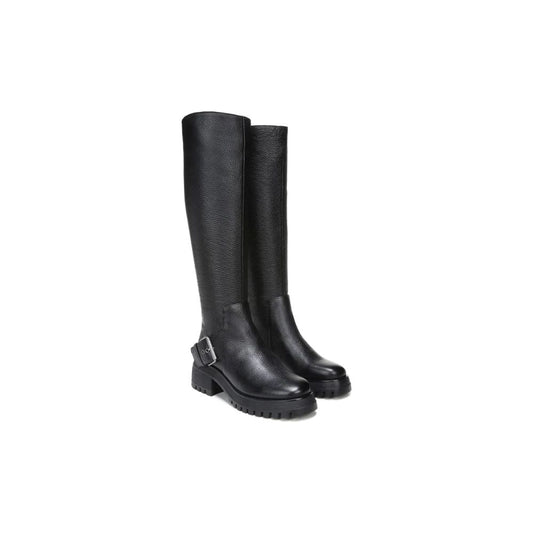 Julie Black Leather Wide Calf Franco Sarto Boots