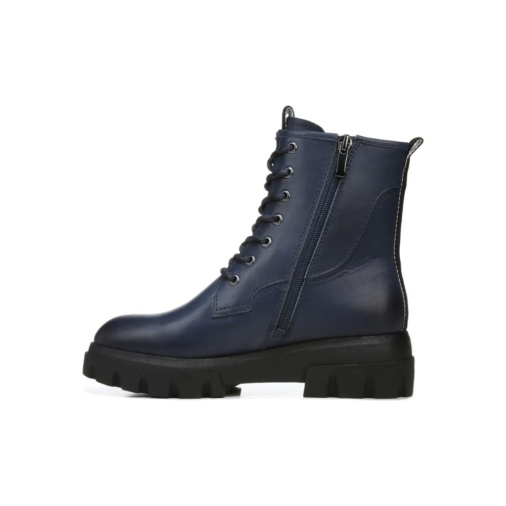 Robbie Navy Leather Franco Sarto Combat Boots