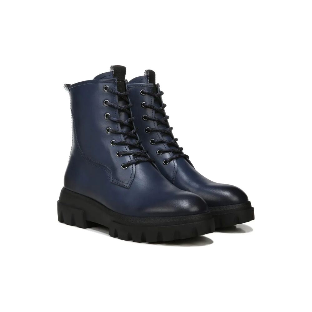 Robbie Navy Leather Franco Sarto Combat Boots