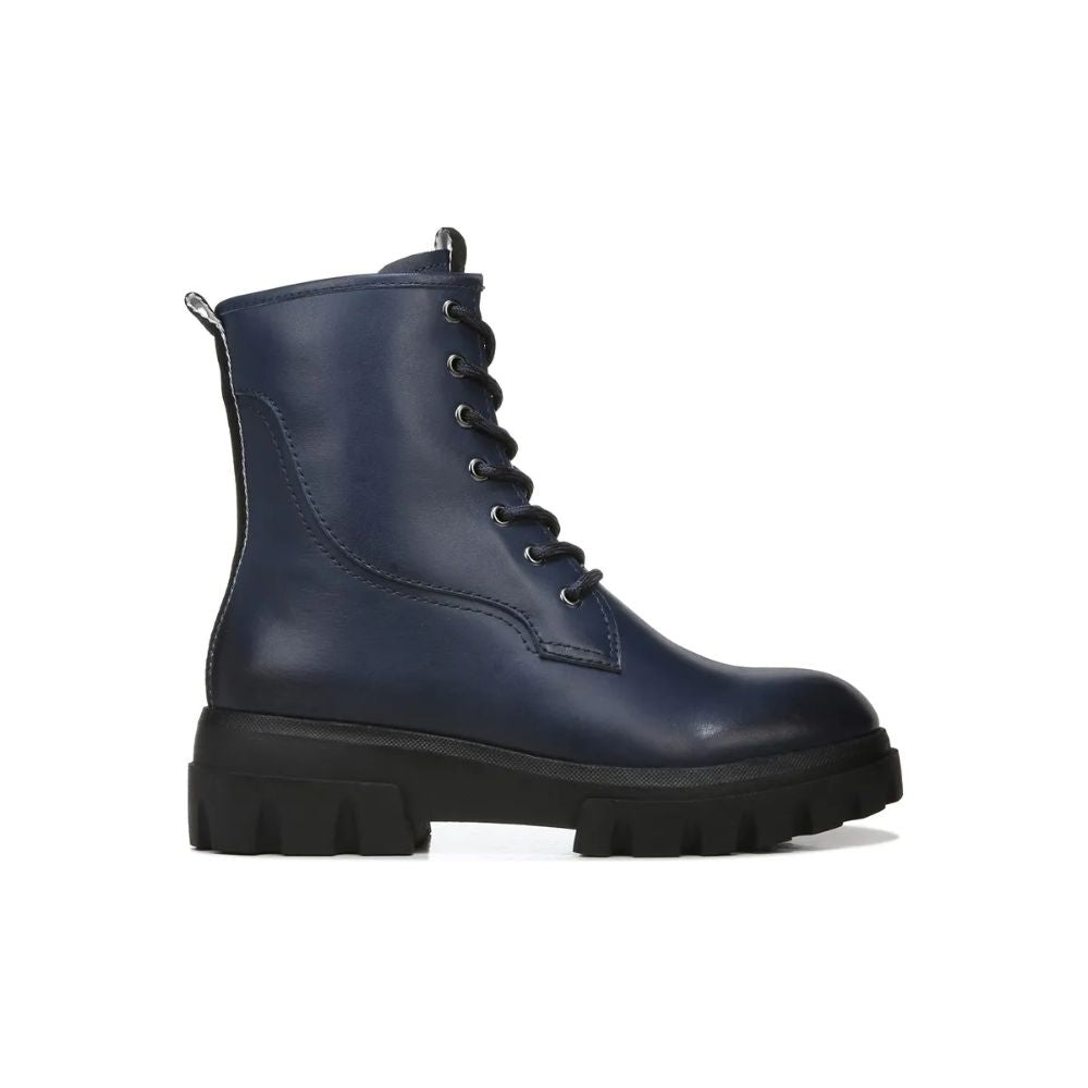 Robbie Navy Leather Franco Sarto Combat Boots