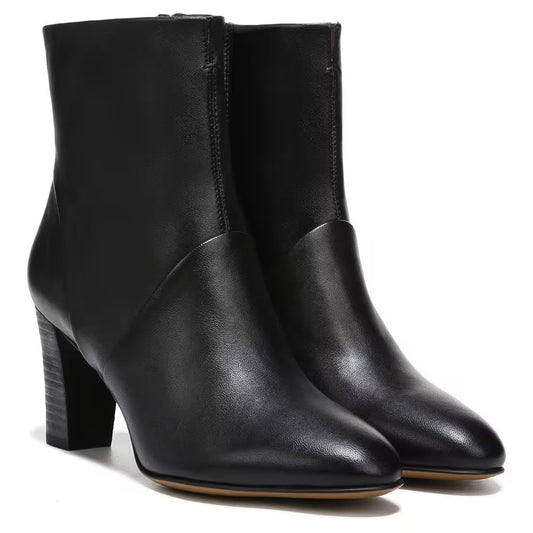 Pia Black Leather Franco Sarto Ankle Boots