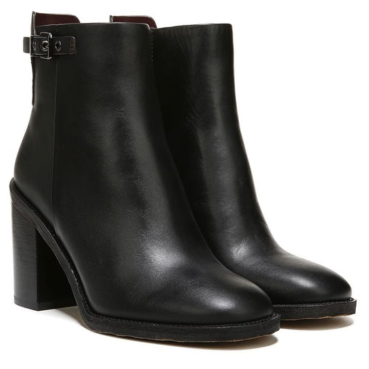 Rivet Black Leather Franco Sarto Ankle Boots