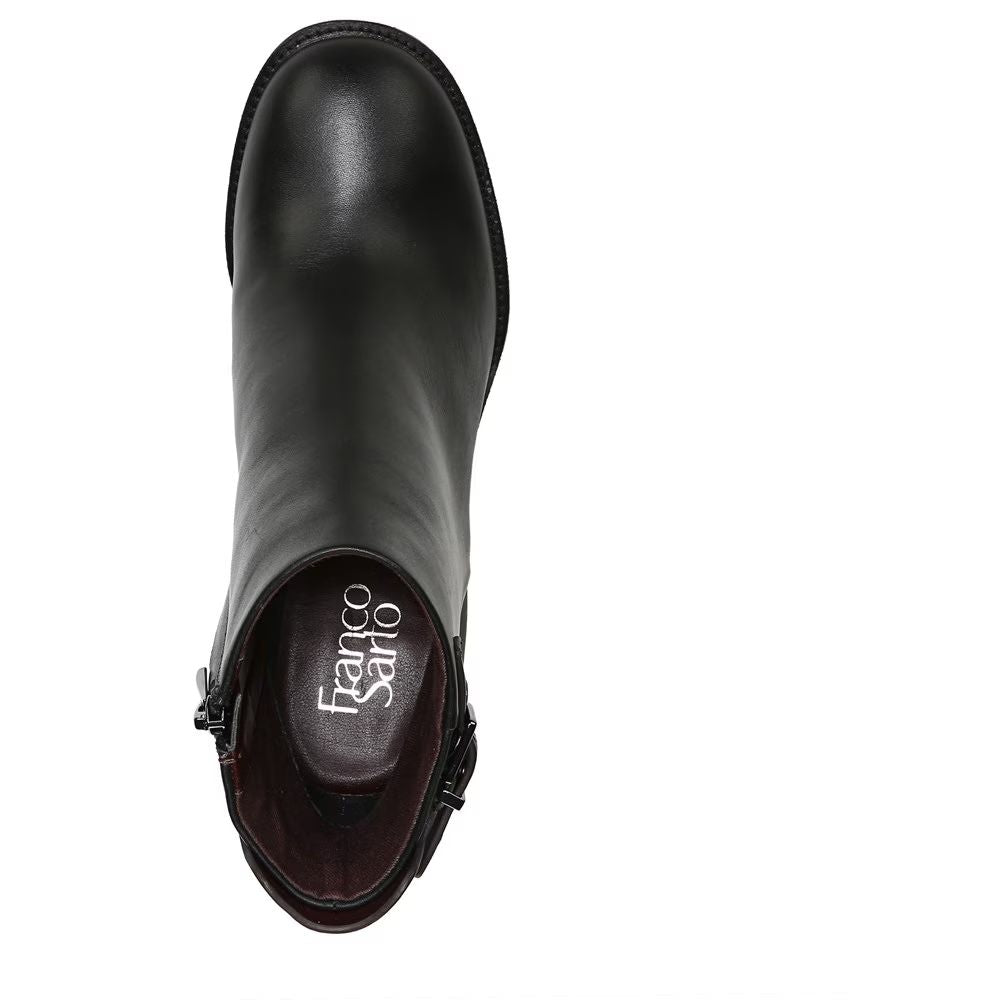 Rivet Black Leather Franco Sarto Ankle Boots