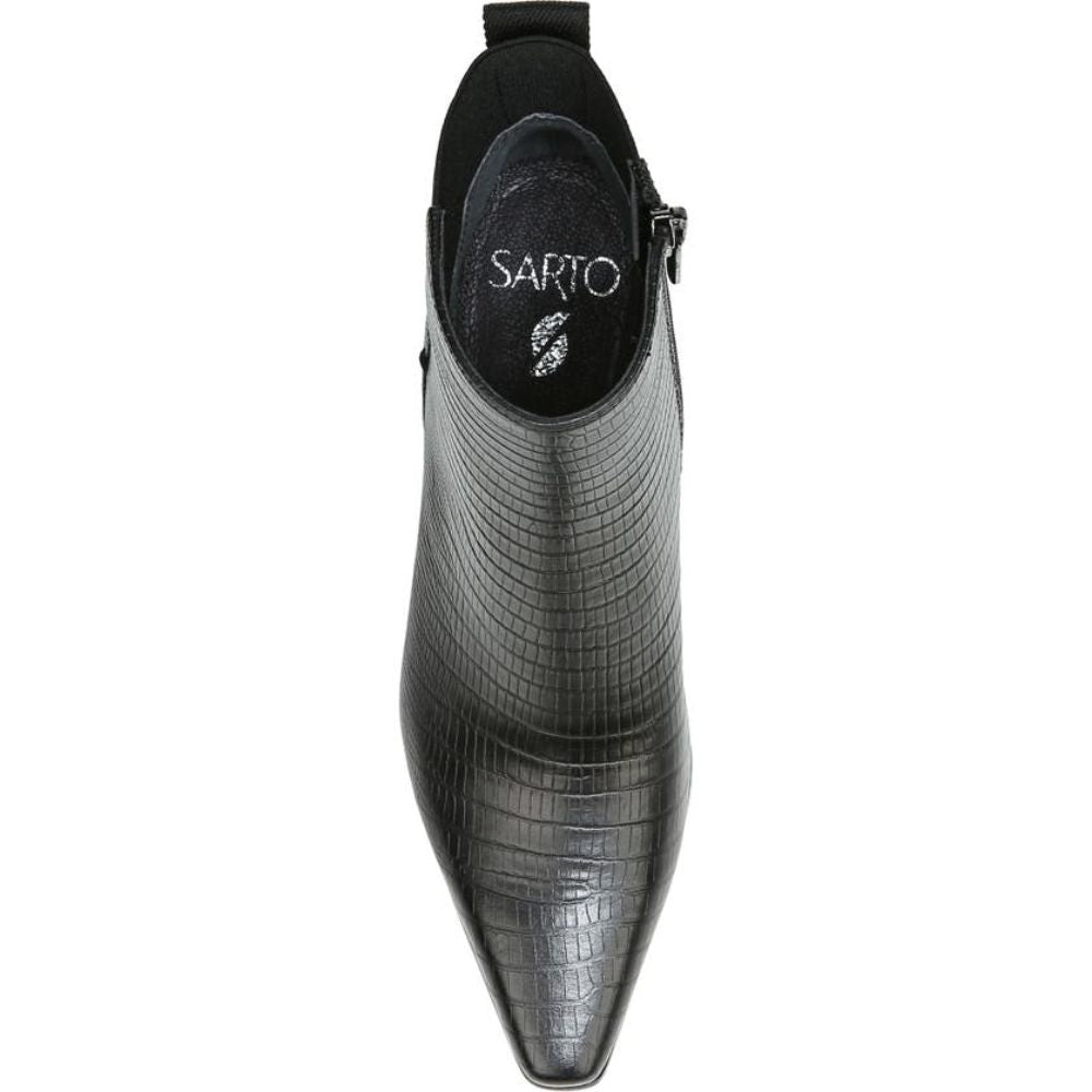 Brynn Black Lizard Print Leather Franco Sarto Ankle Boots