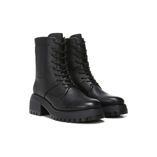 Jetson Black Leather Franco Sarto Combat Boots