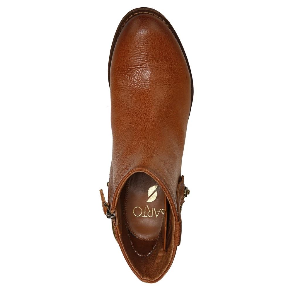 Sandy Cognac Leather Franco Sarto Ankle Boots