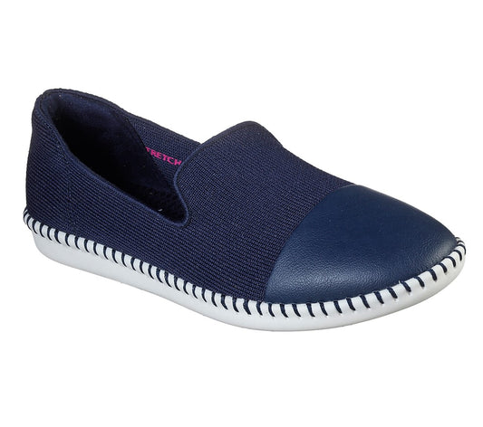 Cleo Stitch158055 Navy Skechers Slip On Flat