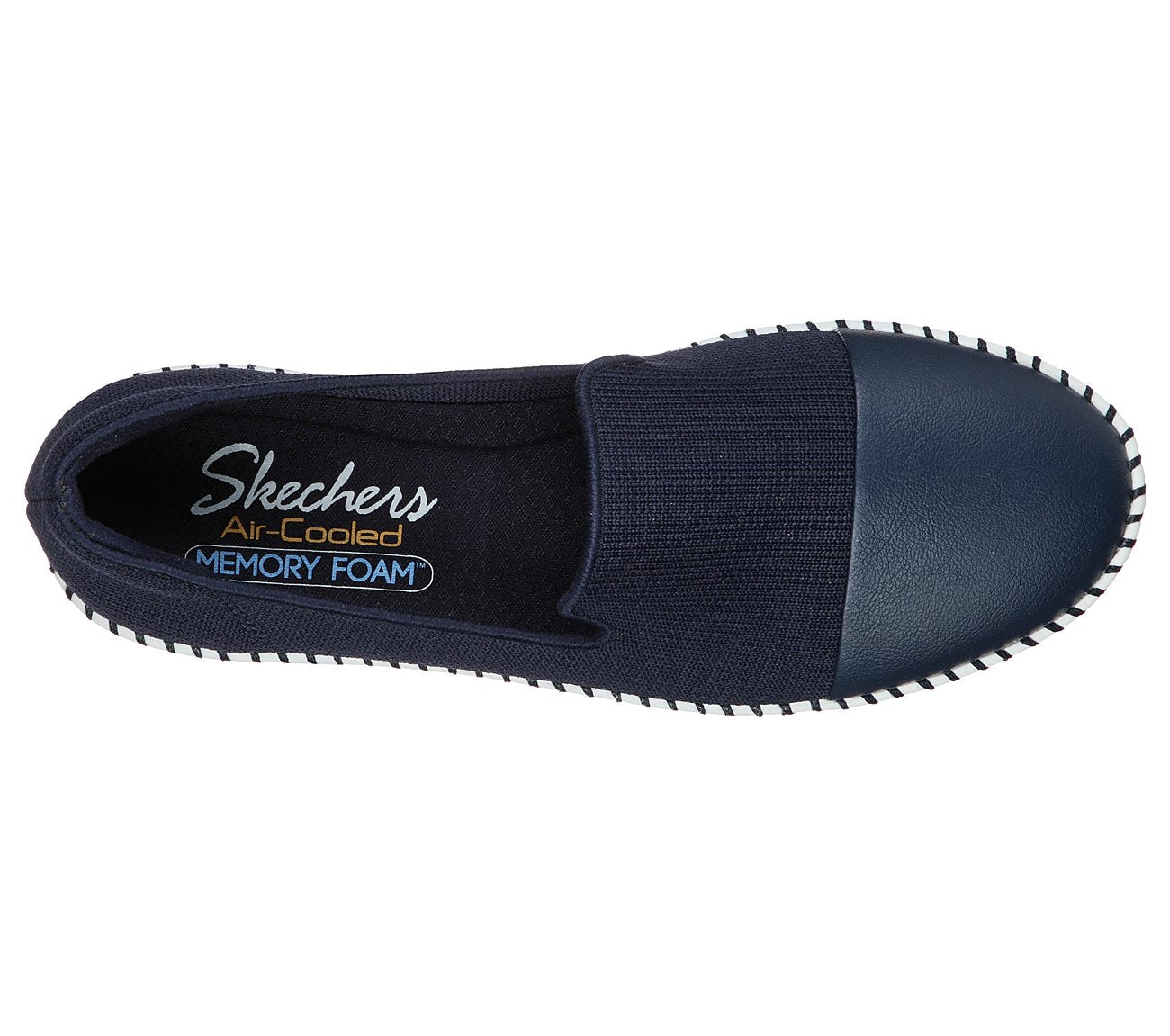 Cleo Stitch158055 Navy Skechers Slip On Flat