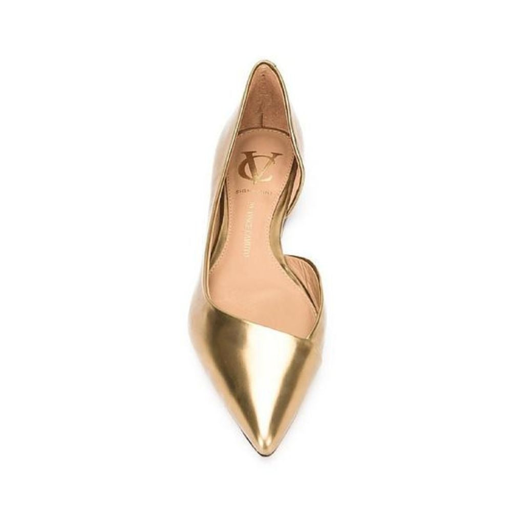 Doriana New Gold Leather Vince Camuto Signature Flats