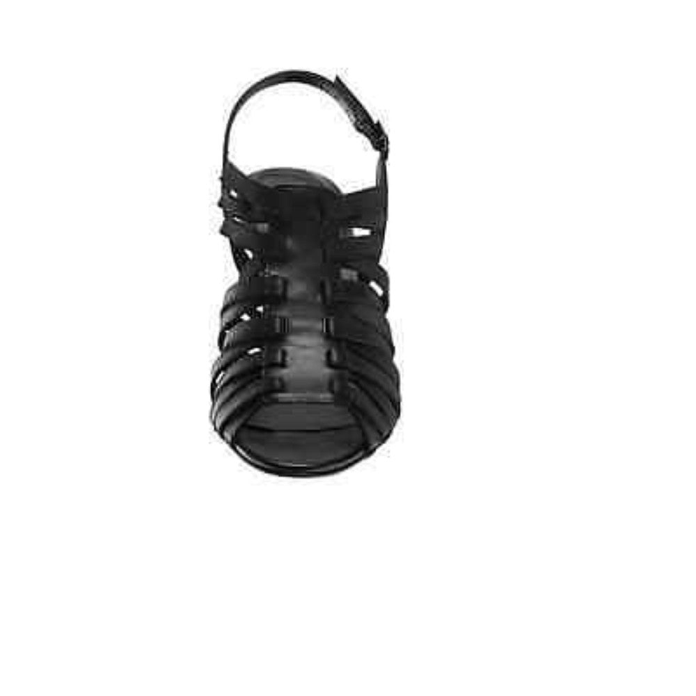 Elana Black Leather Vaneli Sandal