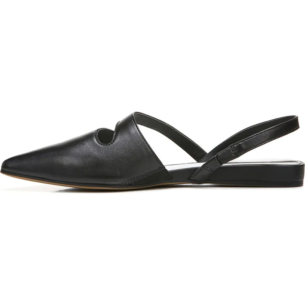 Canary Black Leather Franco Sarto Slingback Flats