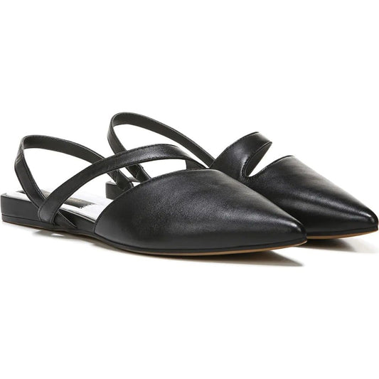 Canary Black Leather Franco Sarto Slingback Flats