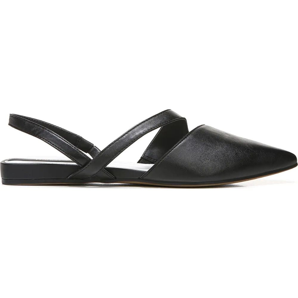 Canary Black Leather Franco Sarto Slingback Flats