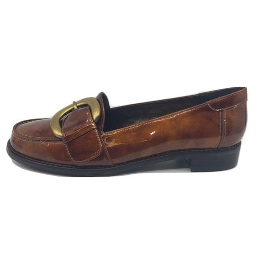 Bigbuck Brown Cosmos Patent Leather Stuart Weitzman Loafers