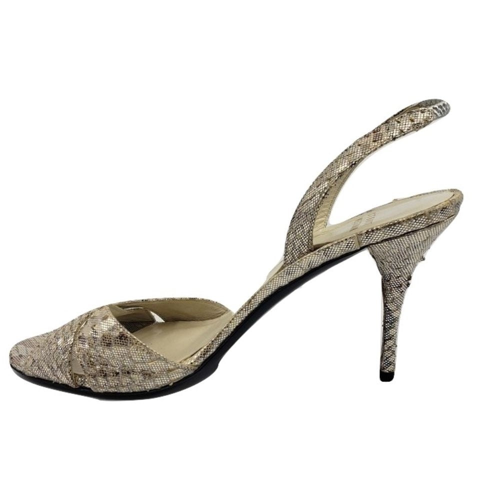 Stuart Weitzman Bronze and Silver Leather Slingback Sandals