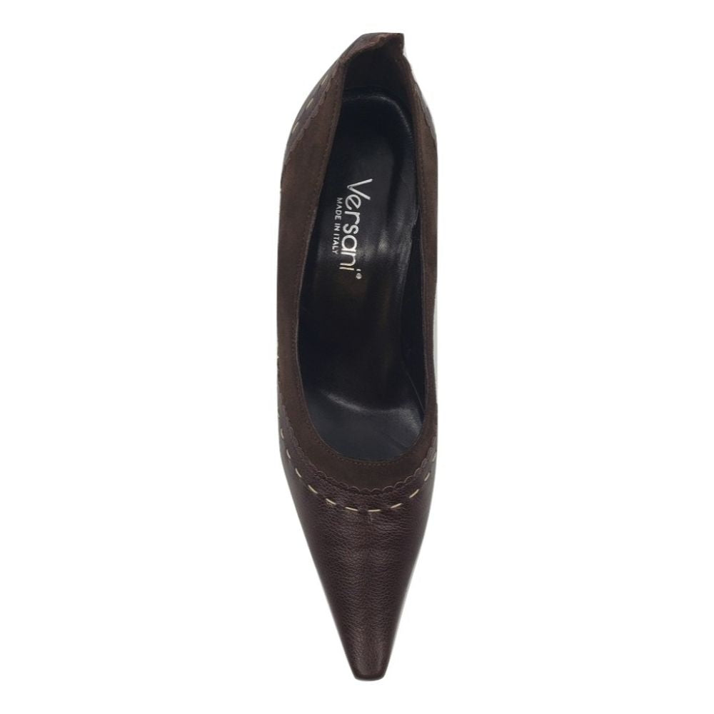 833 Oxford Marrone Camosci Brown Suede and Leather Versani Pumps