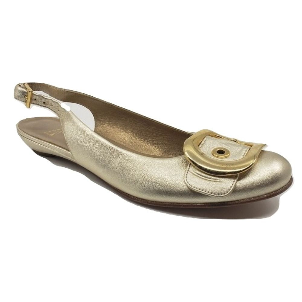 Airbuckle Gold Leather Stuart Weitzman Slingback Flats