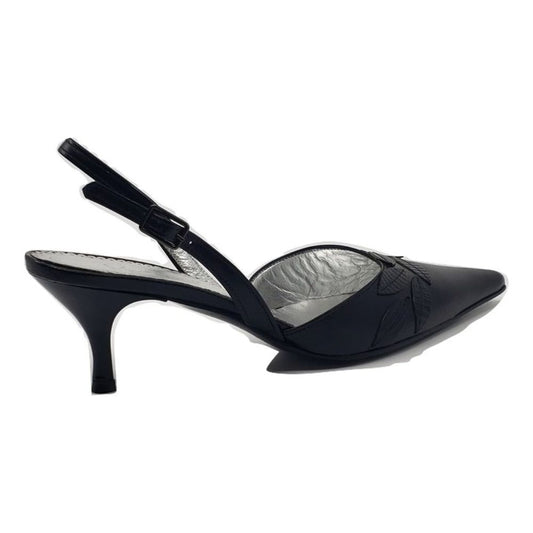 1313 Capreto Lizard Nero Black Leather Versani Slingback Pumps