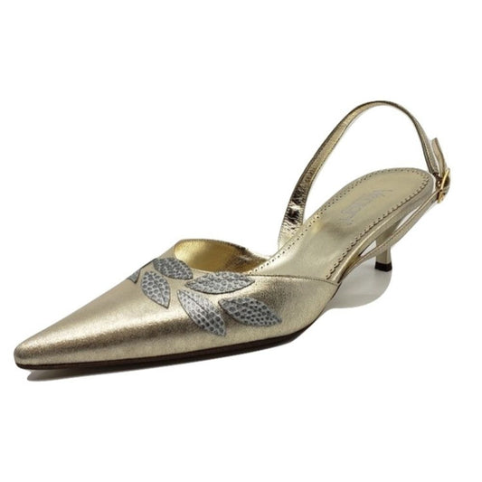 1313 Stella Lizard Platino Argento Leather Versani Slingback Pumps
