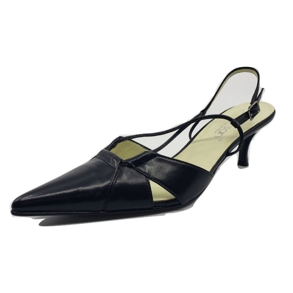 902 Capretto Nero Black Leather Versani Slingback Pumps