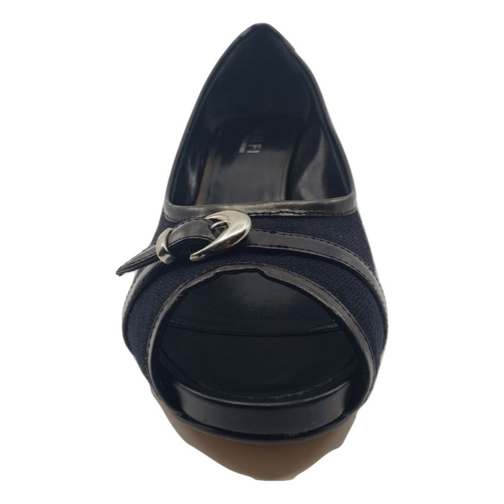 Onello Tes Black Linen and Leather Amalfi Pumps