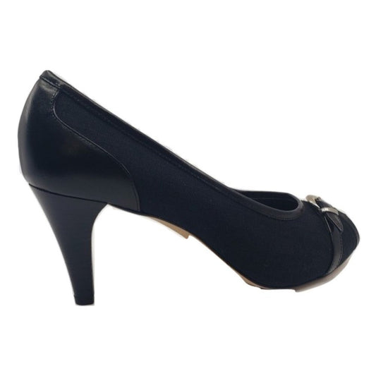Onello Tes Black Linen and Leather Amalfi Pumps