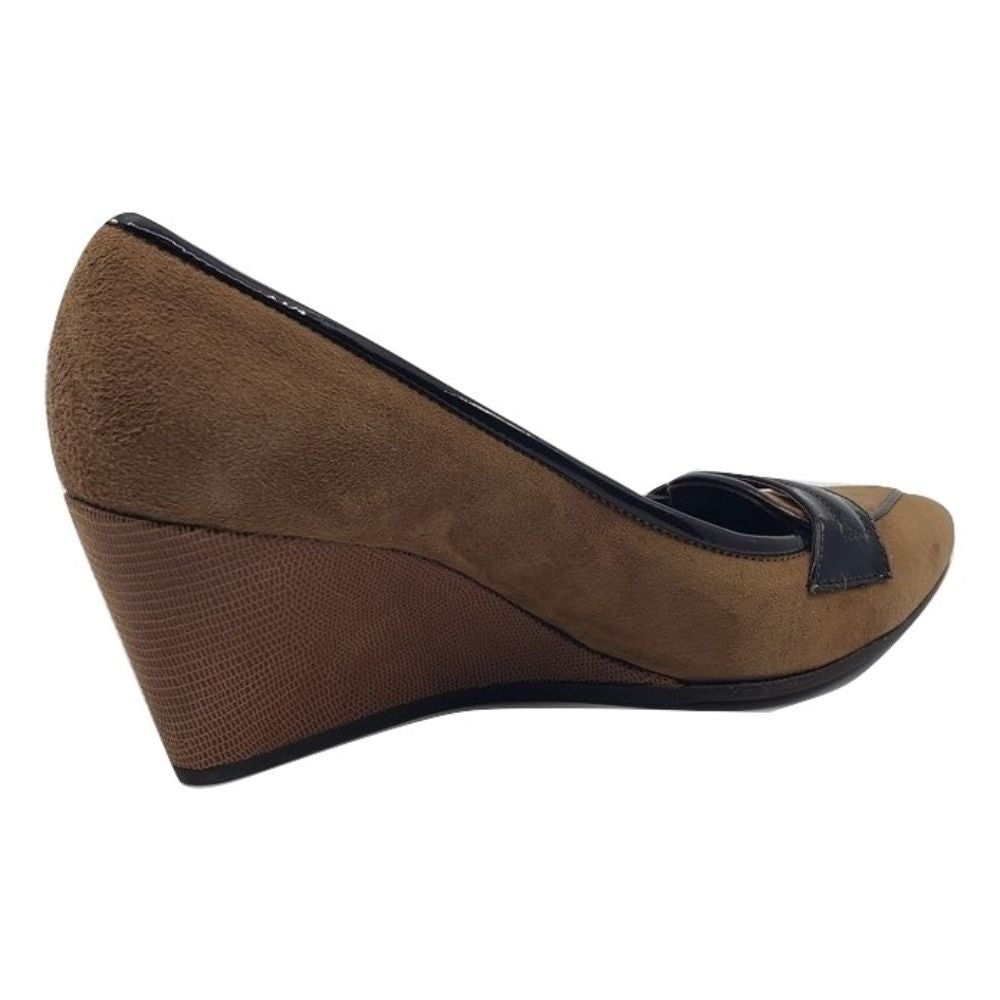 Torres Terra Cashmere Suede and Patent Amalfi Wedge Pumps