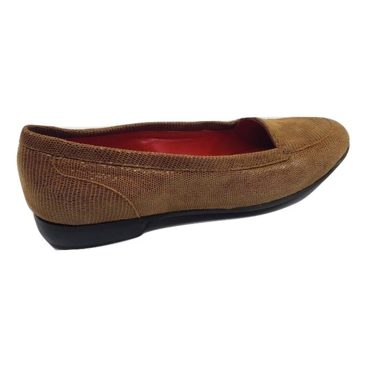 Miss Rust Lizard Embossed Leather Amalfi Loafer Flats