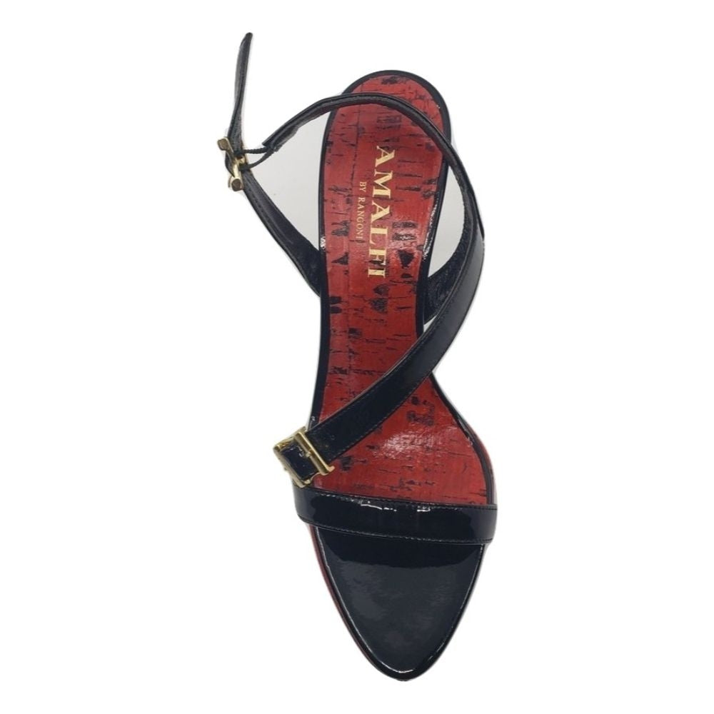 Alaina Black Patent Red Cork Amalfi Sandals