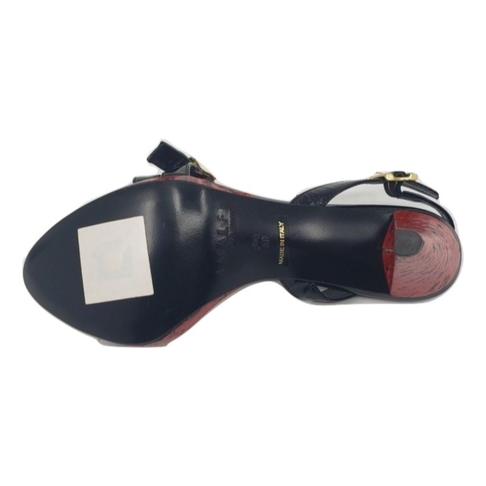 Alaina Black Patent Red Cork Amalfi Sandals