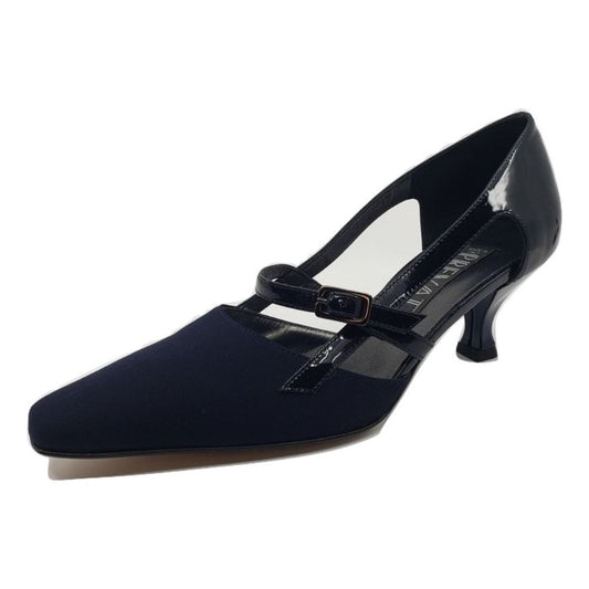 Dolphin Navy Patent and Fabric Prevata Pumps