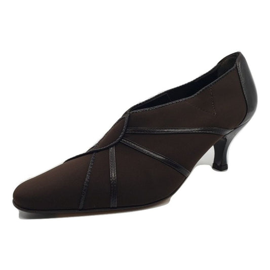 Tender Chocolate Fabric and Leather Prevata Pumps