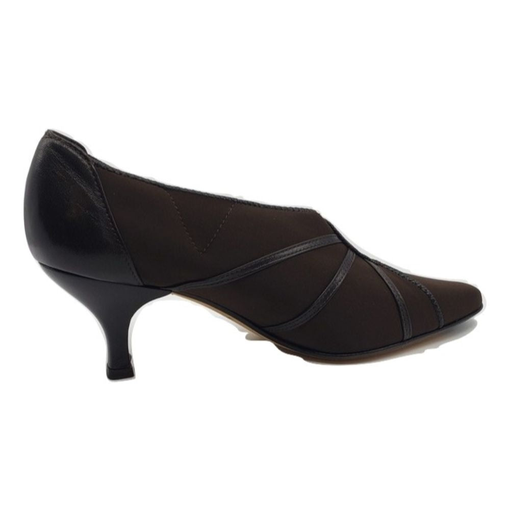 Tender Chocolate Fabric and Leather Prevata Pumps
