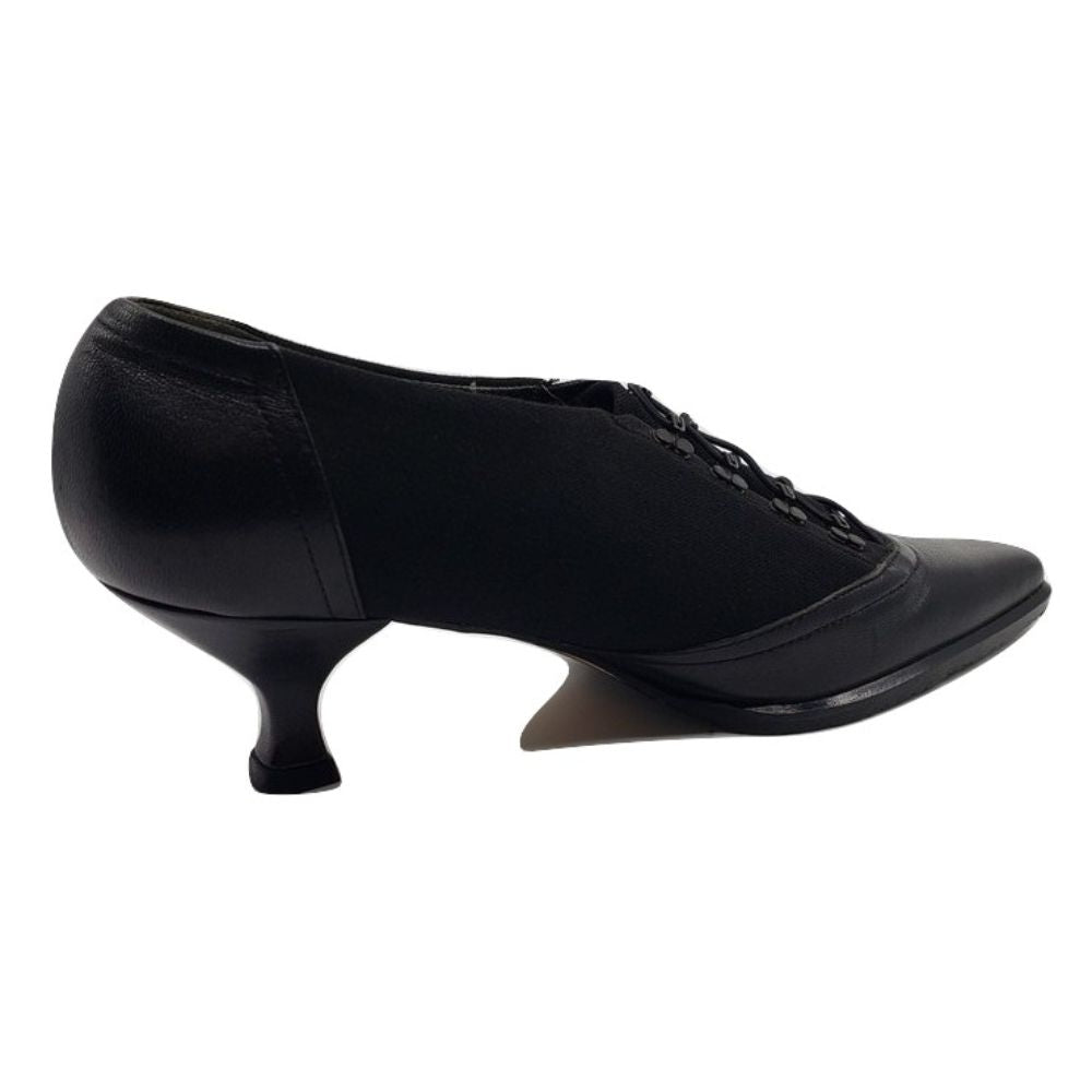 Merino Black Leather and Fabric Prevata Pumps