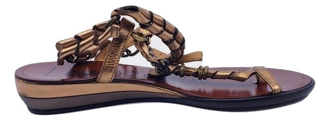 Lanvin Spring 2012 Flat copper Chain Strap Sandals