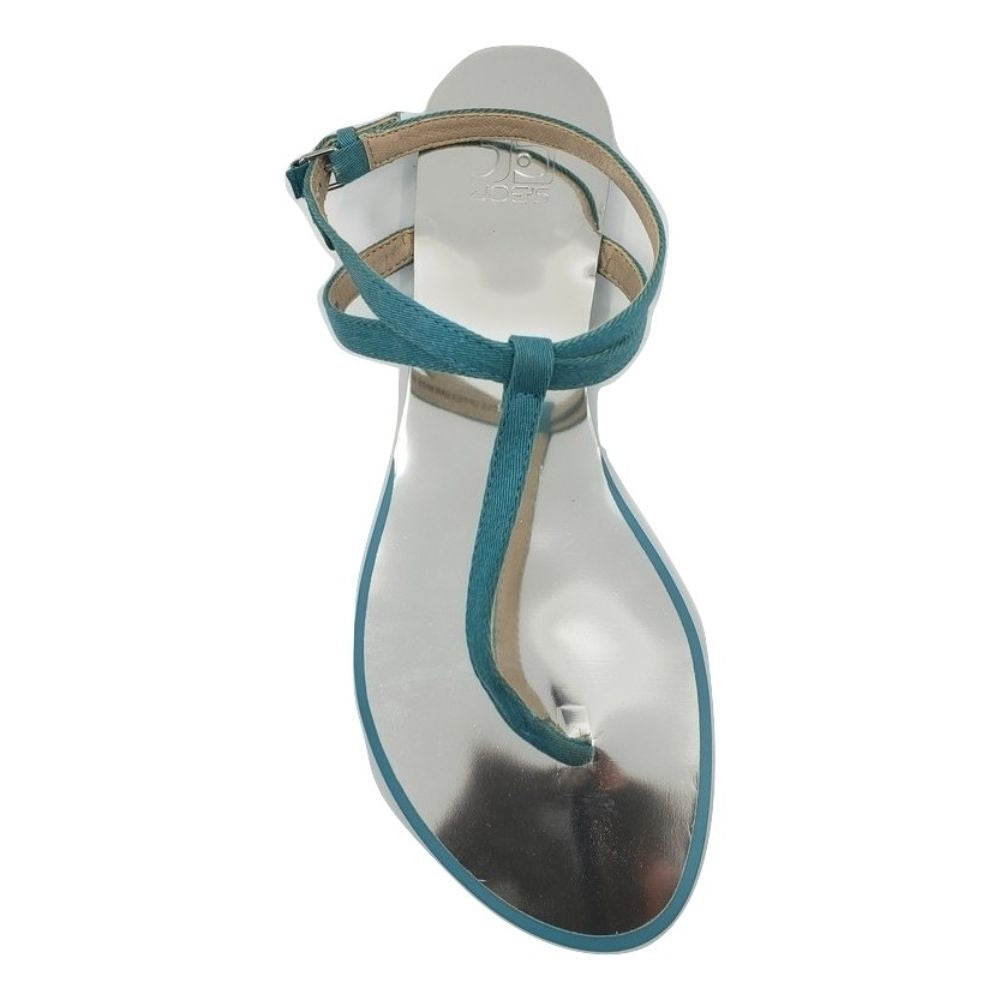 Krish Turquoise and Silver Fabric Joe's Jeans Flat Sandals