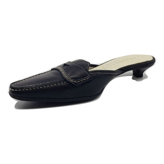 221432 Softy Black Leather AGL Slingback Mules