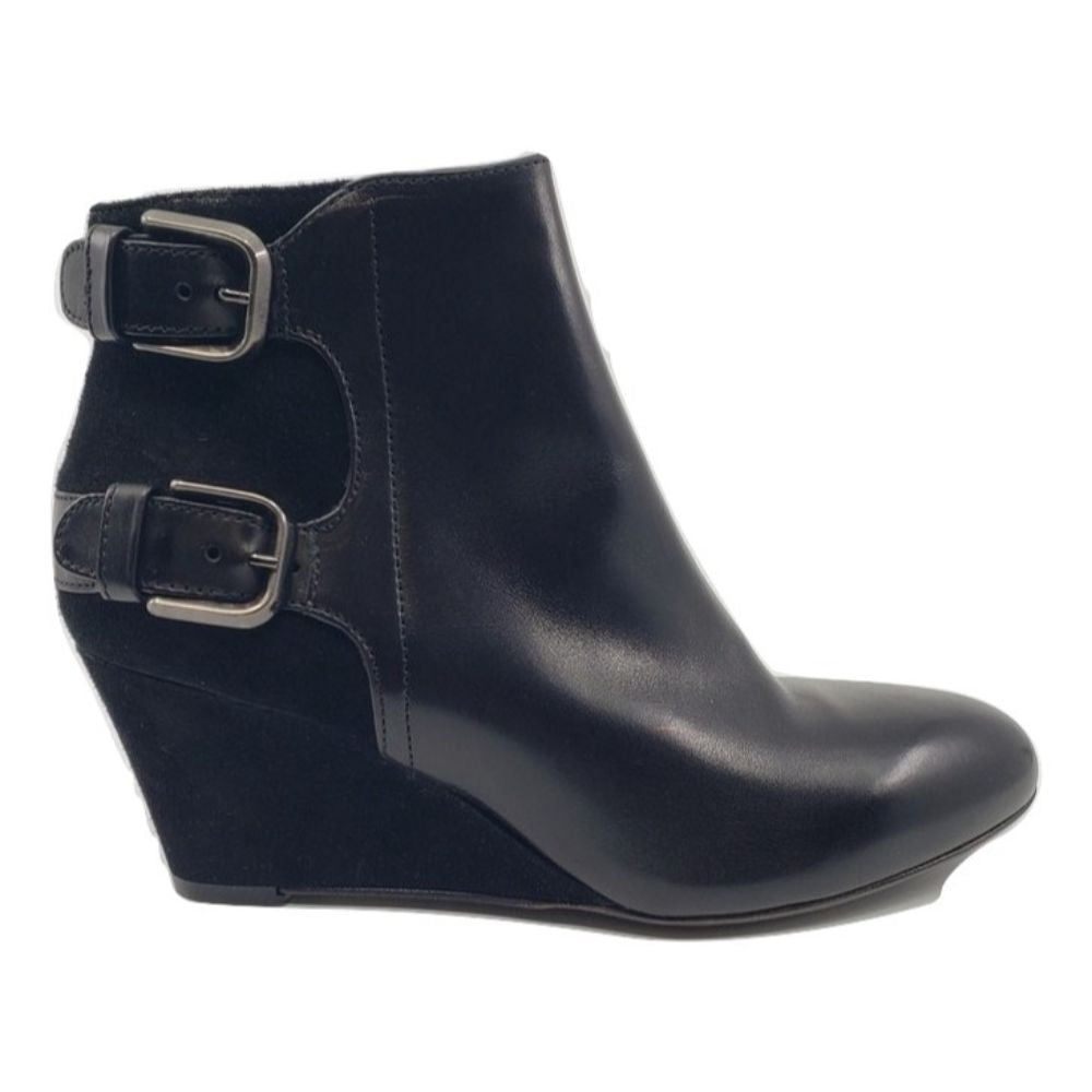 D204516 RCK AGL Black Leather Ankle Boots