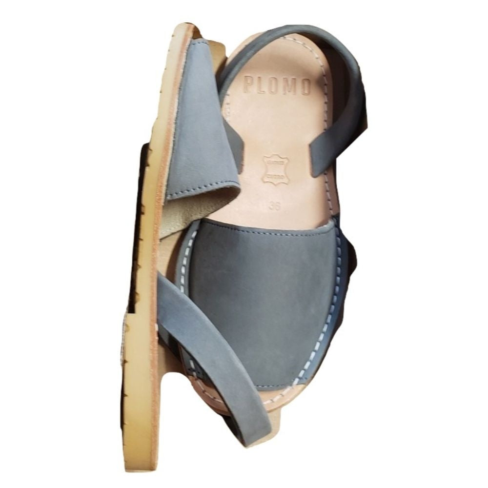 Gray Leather Plomo Espadrille Flat Sandal
