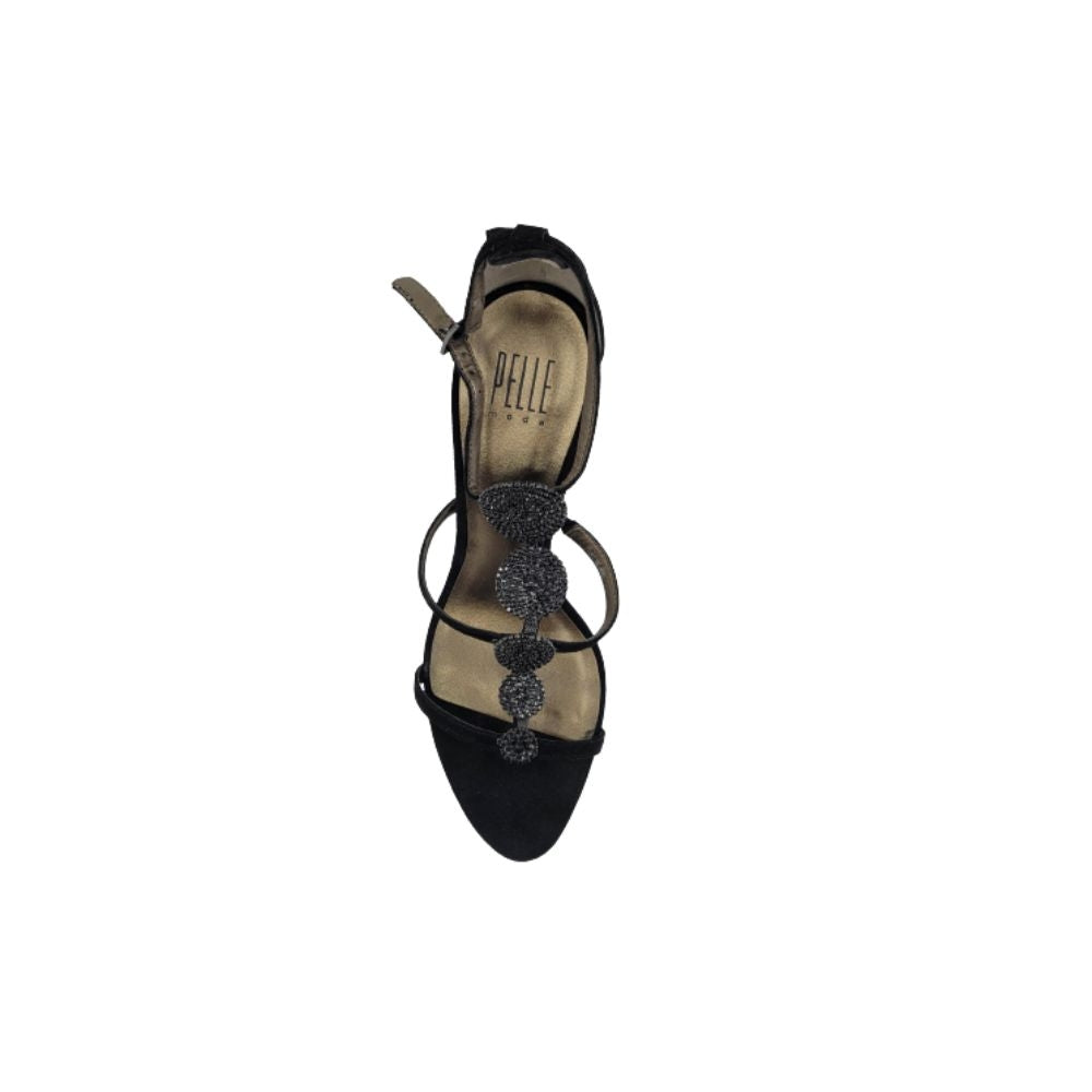 Francine Black Kid Suede Pelle Moda Sandals