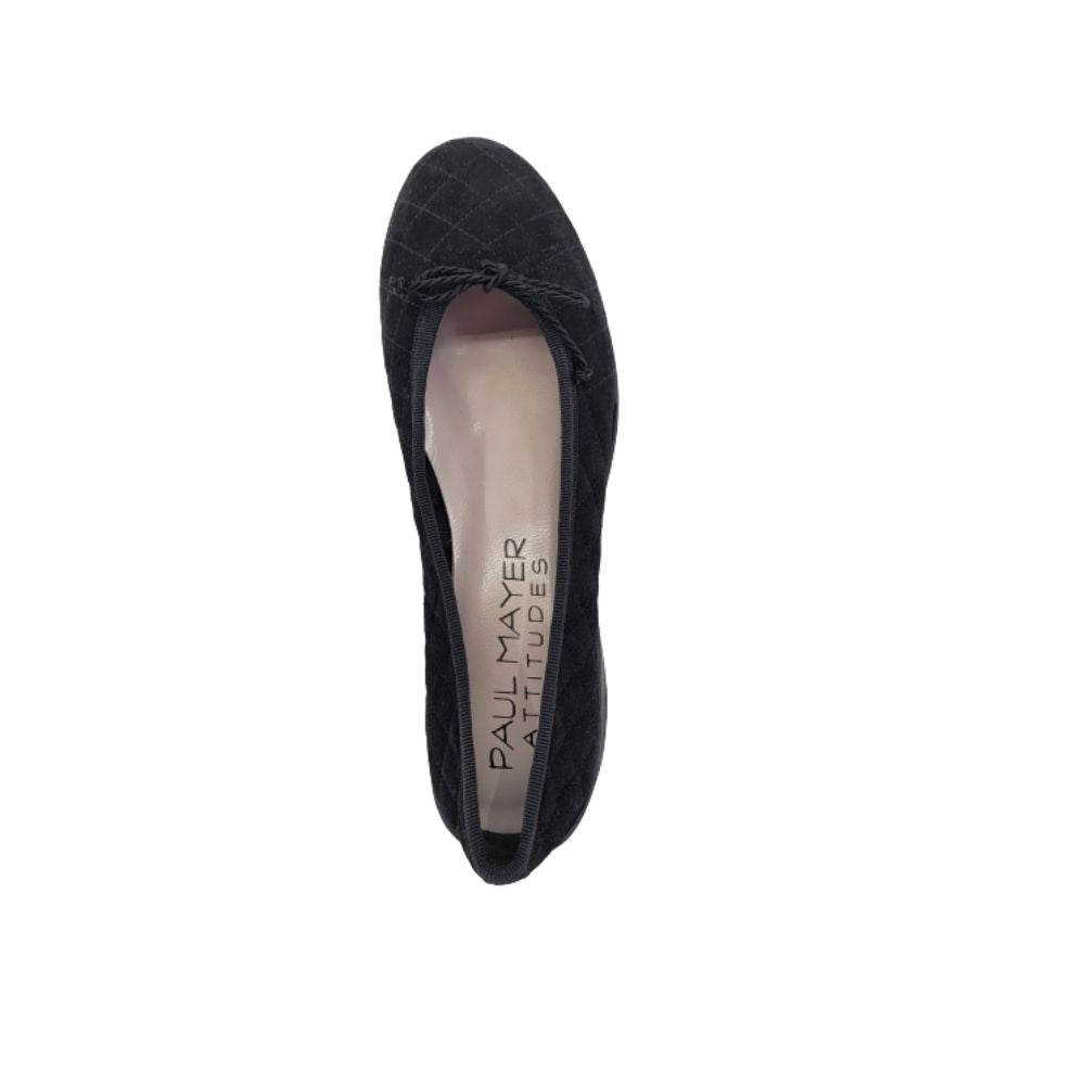 Luxe Black Suede Paul Mayer Ballet Flats