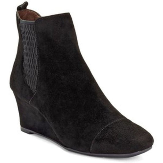 Samera Black Suede Vince Camuto Signature Wedge Ankle Boots