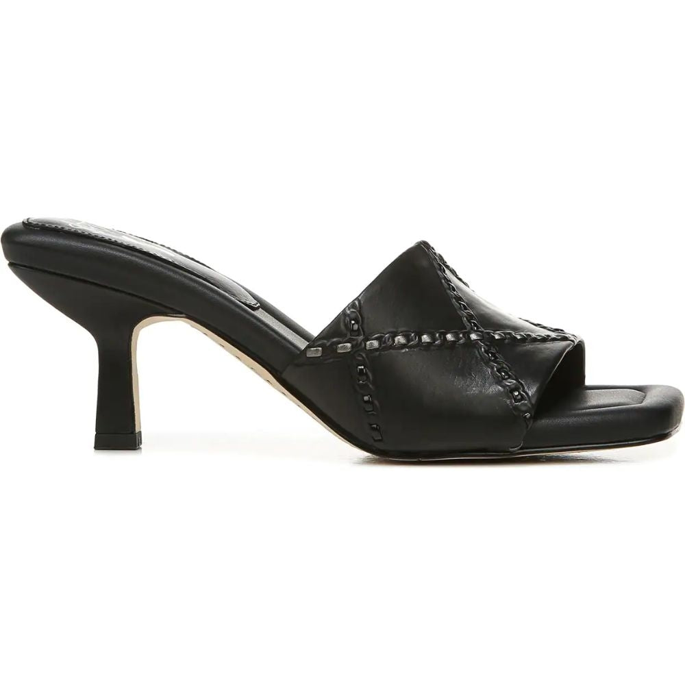 Betty Black Leather Franco Sarto Slide Sandals