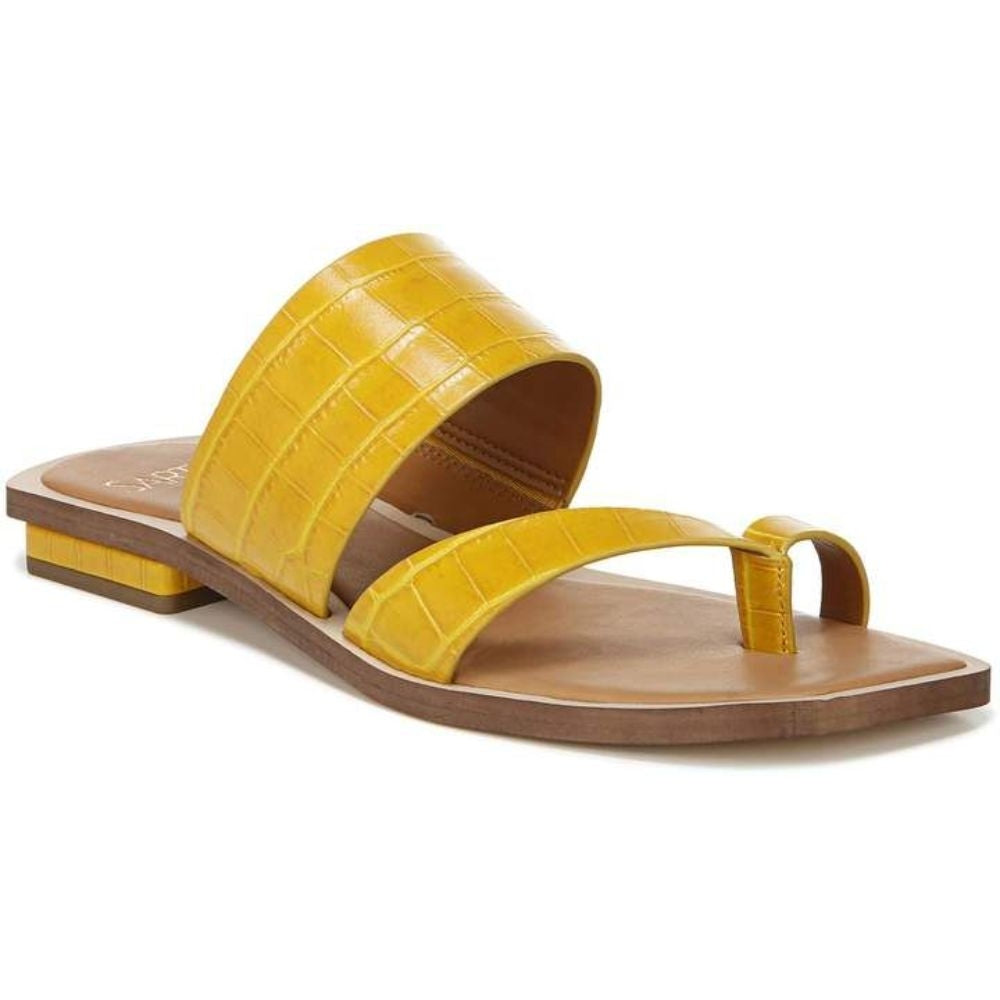 Ediana Yellow Crocodile Embossed Leather Franco Sarto Sandals