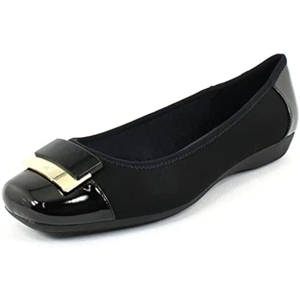 Una2 Black Fabric Anne Klein Ballet Flats