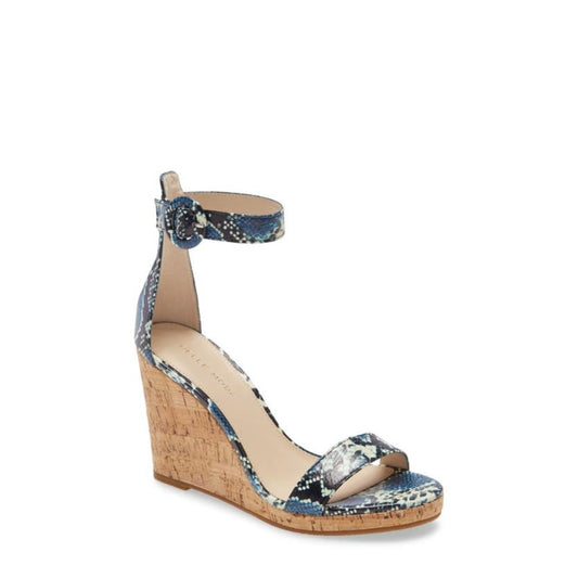 Nisha Indigo Snake Leather Pelle Moda Wedge Sandals