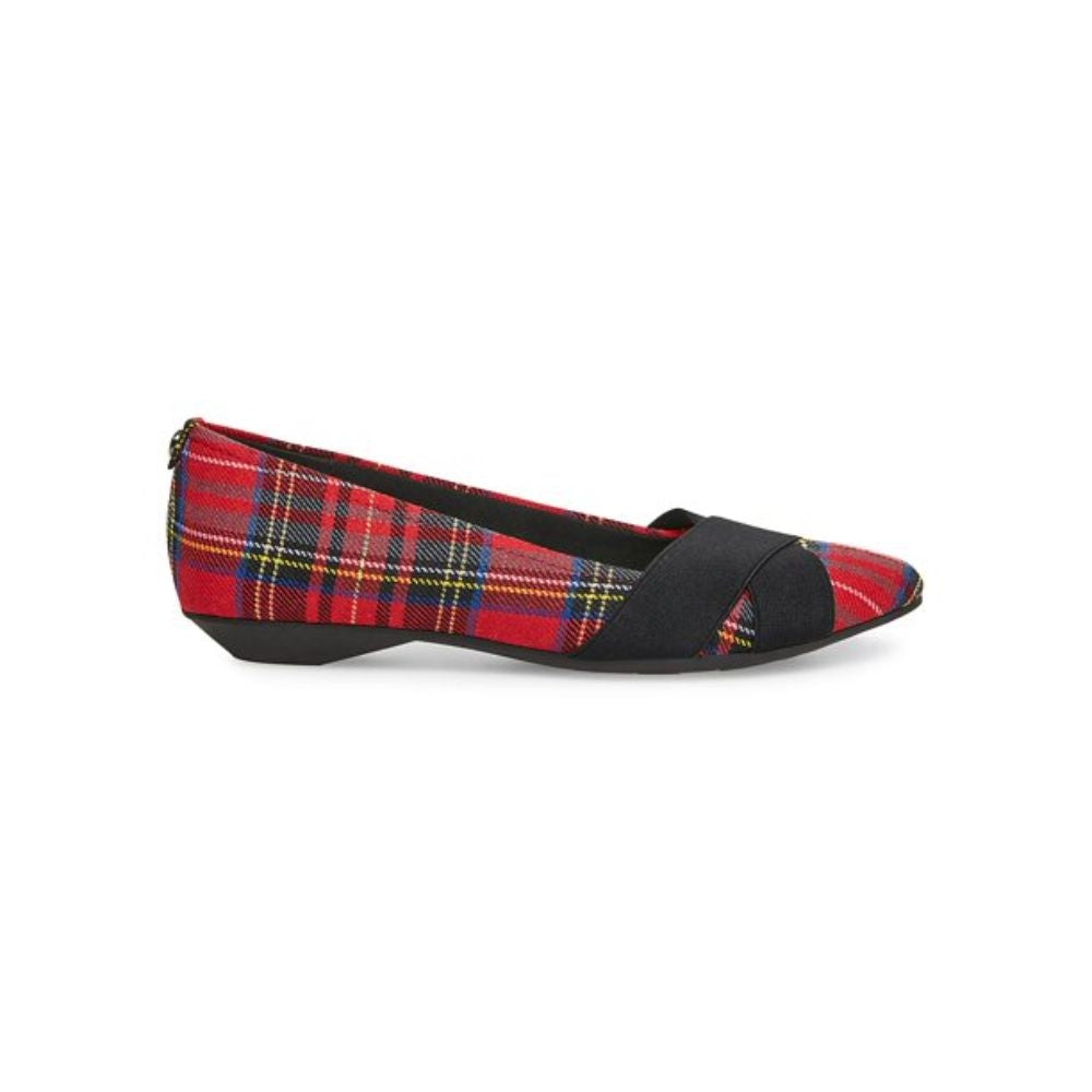 Oalise Red Plaid Fabric Anne Klein Ballet Flats