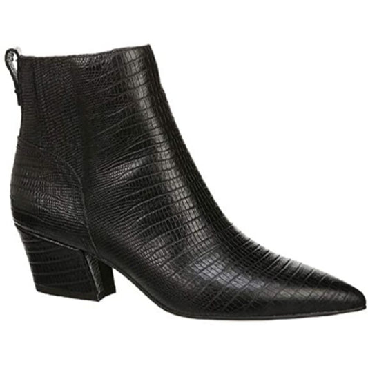 Luca Black Snake Print Leather Franco Sarto Ankle Boot